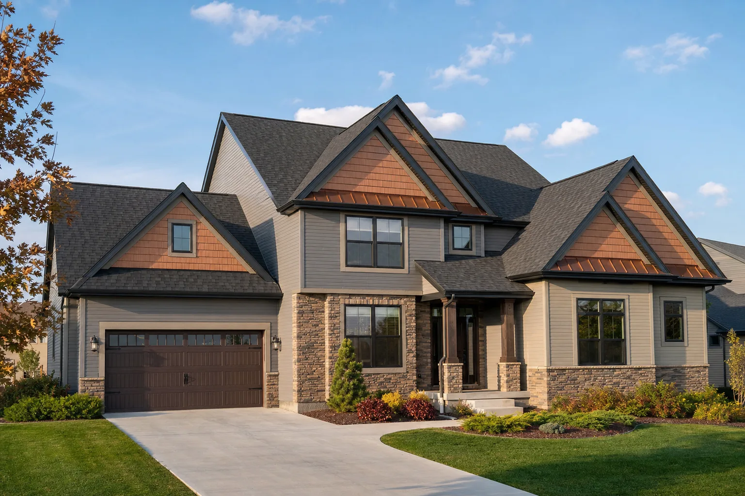 Home with a freshly repaired roof and matching architectural shingles